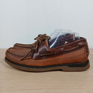 Sperry Mako Boat Shoes Mens 10 Brown Leather Moc Toe Casual Nautical Loafers